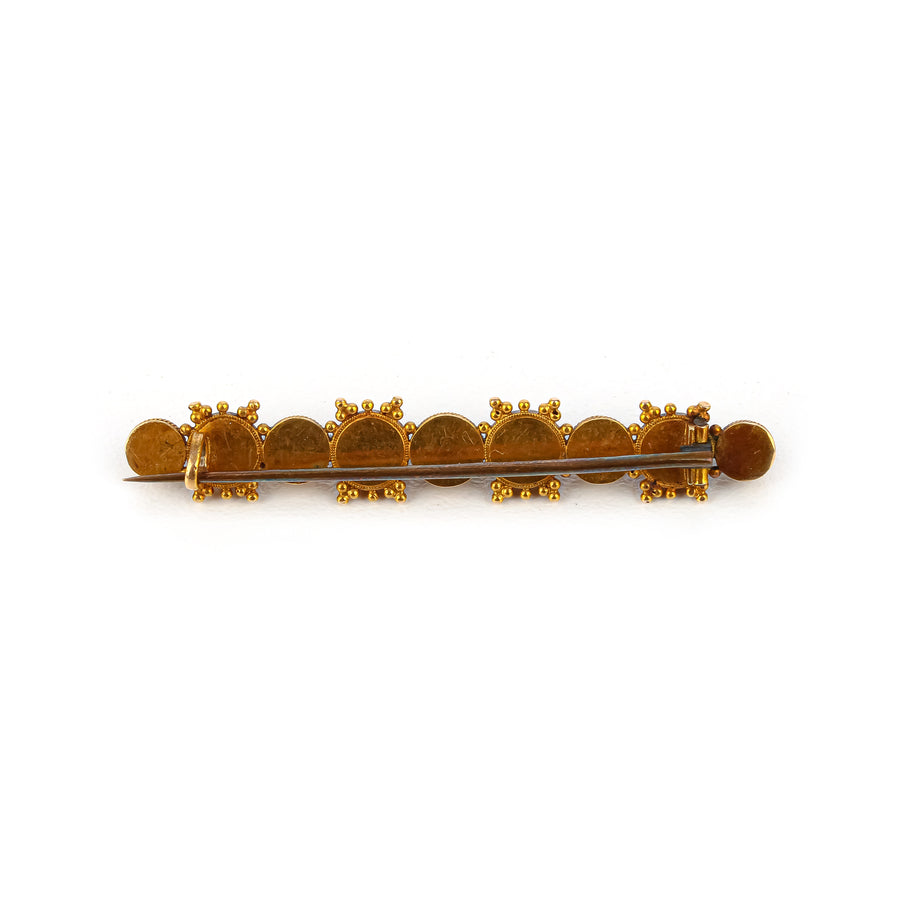 14K Yellow Gold Cabochon Tiger's Eye Bar Pin