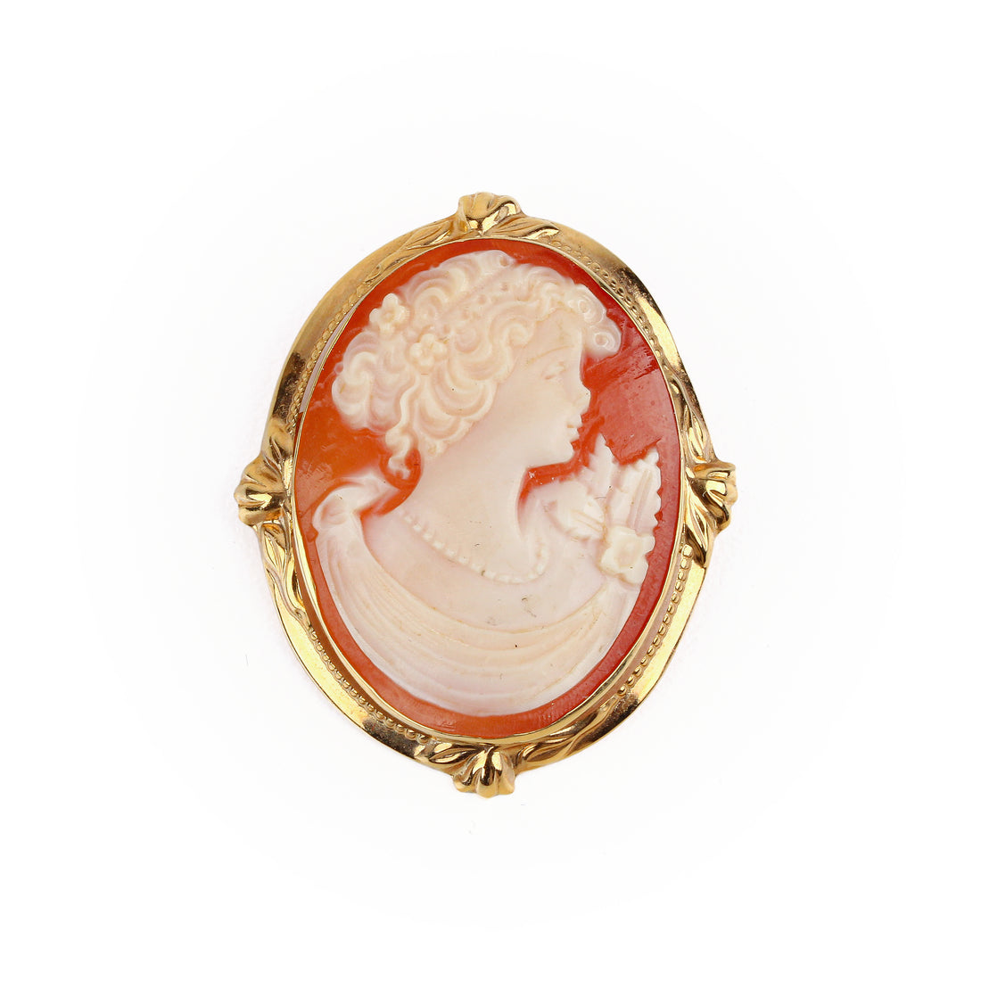 14K Yellow Gold Cameo Pin Pendant