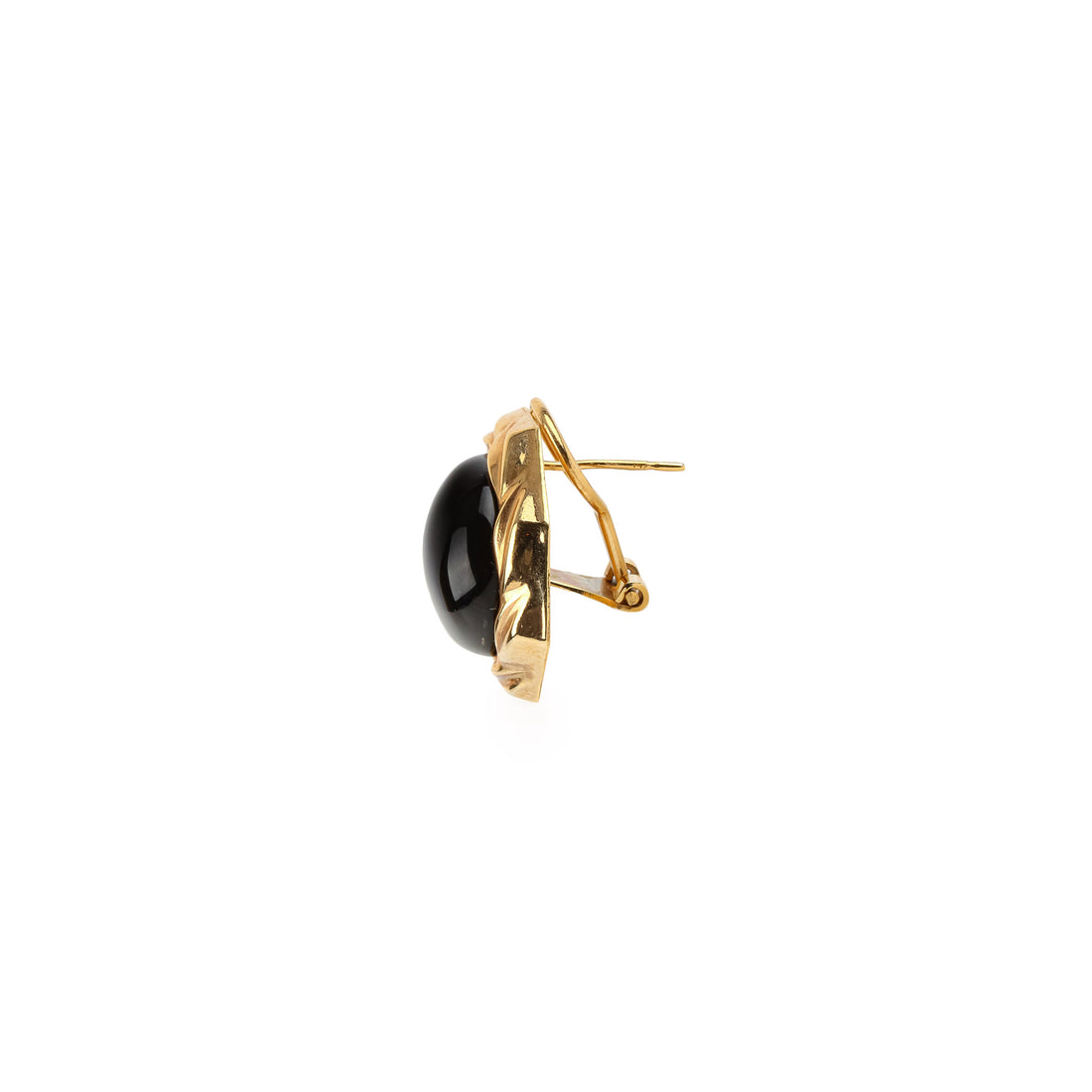 14K Yellow Gold Onyx Octagonal Omega Earrings