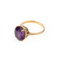 14K Yellow Gold Oval Amethyst Solitaire Ring