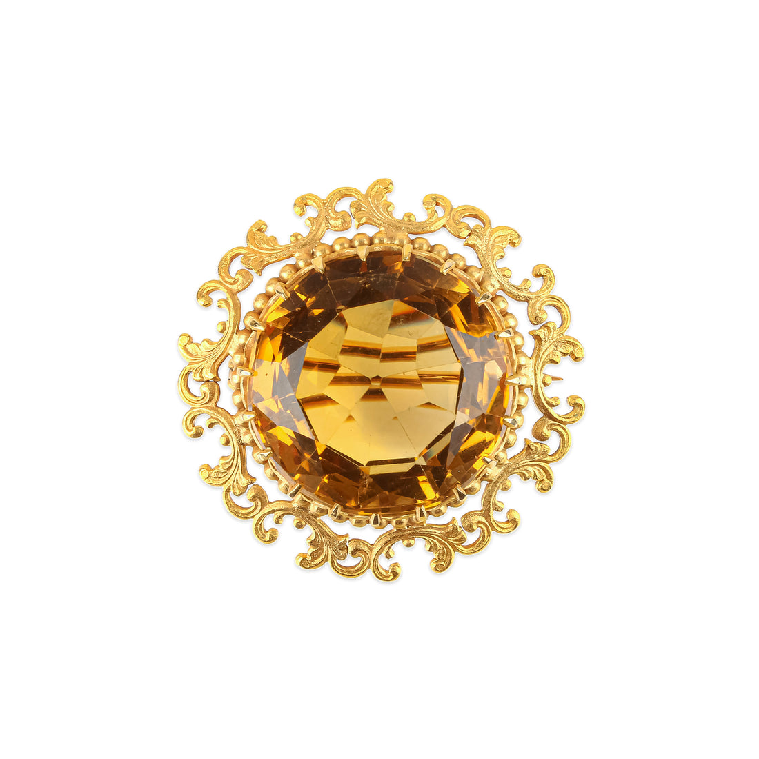 18K Yellow Gold Citrine Brooch