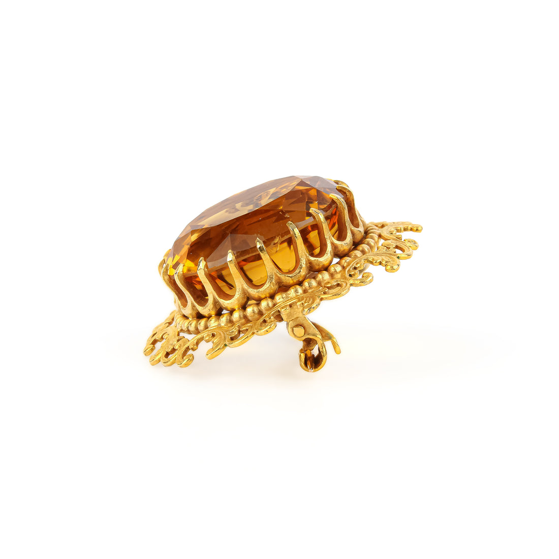 18K Yellow Gold Citrine Brooch