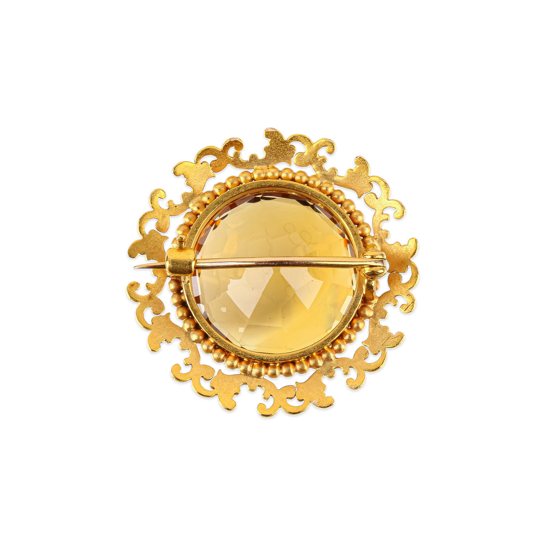 18K Yellow Gold Citrine Brooch