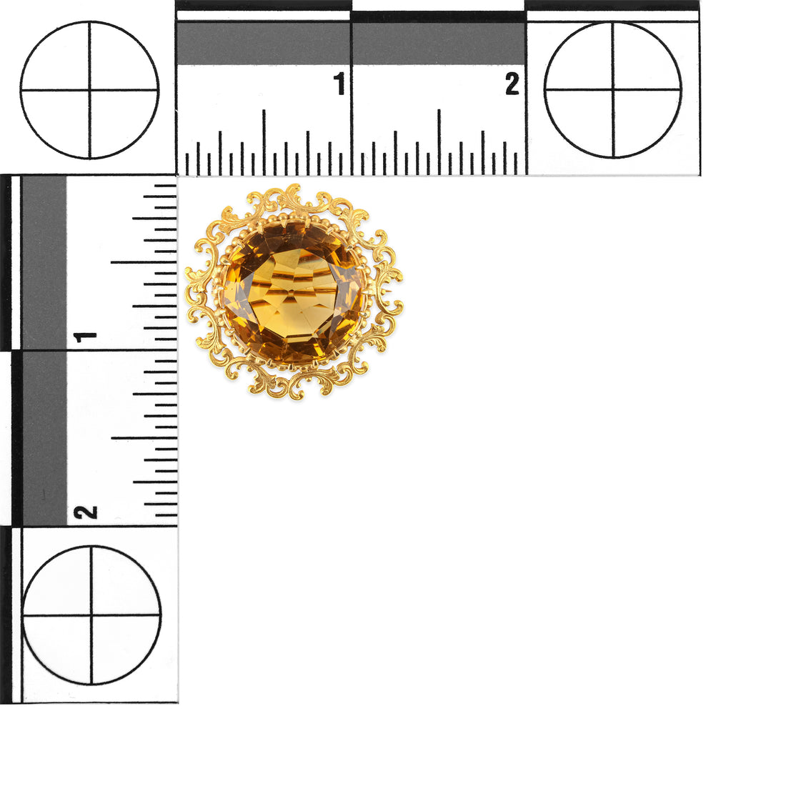 18K Yellow Gold Citrine Brooch