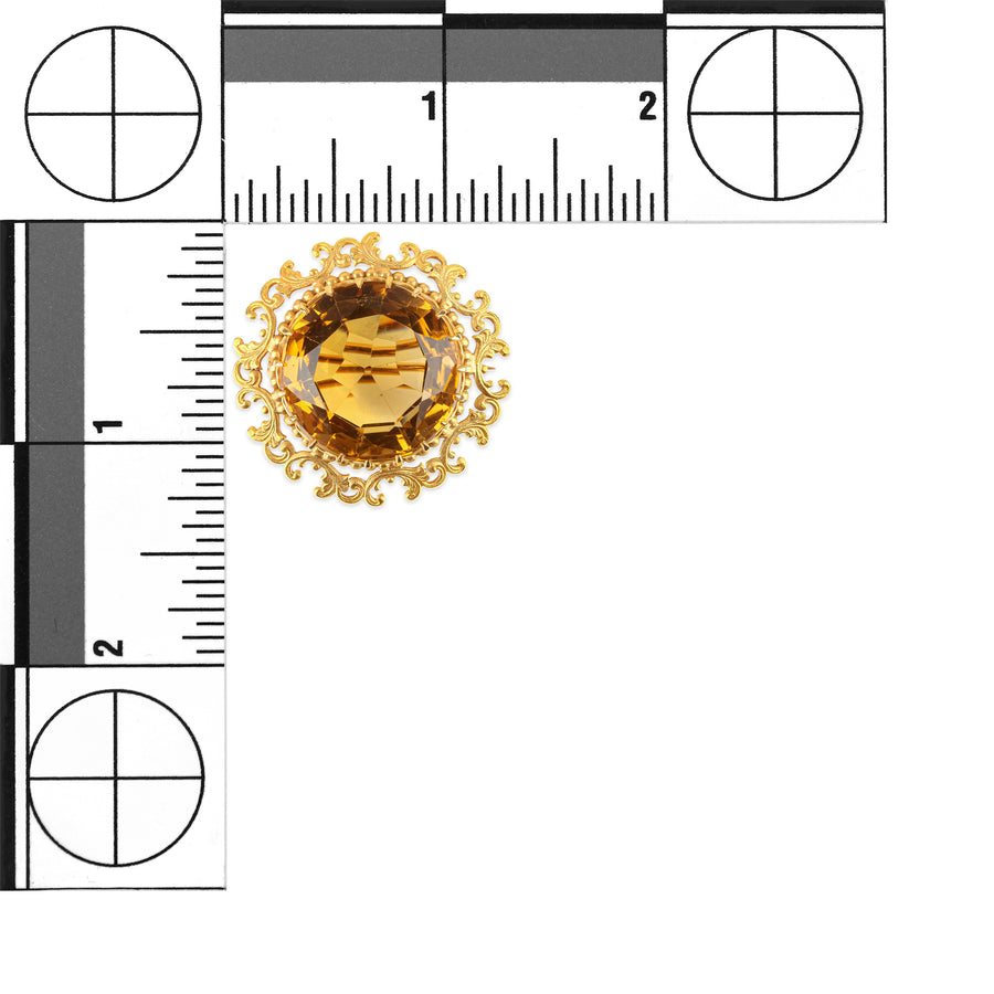 18K Yellow Gold Citrine Brooch