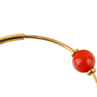 18K Yellow Gold Coral Station Hoop Earrings