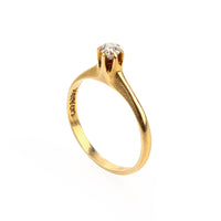 18K Yellow Gold European Cut Diamond Solitaire Ring