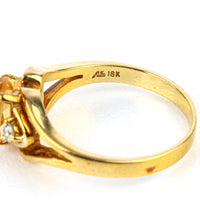 18K Yellow Gold Oval Citrine & Diamond Ring