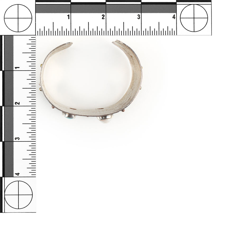 2-Tone Sterling Silver Textured Cabochon Cuff