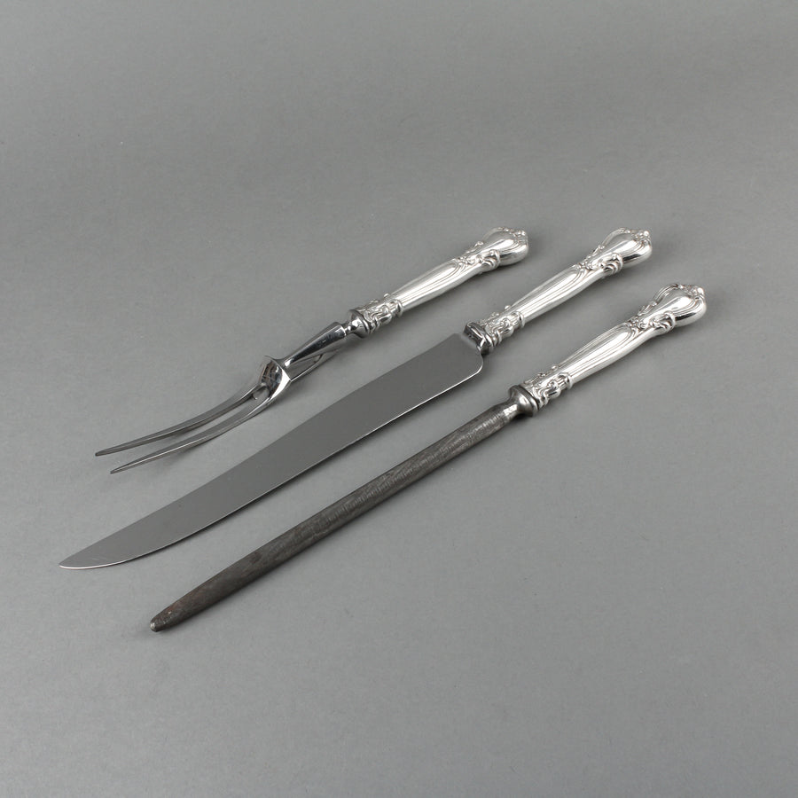 BIRKS Chantilly Sterling Silver Handle Stainless Steel Carving Set