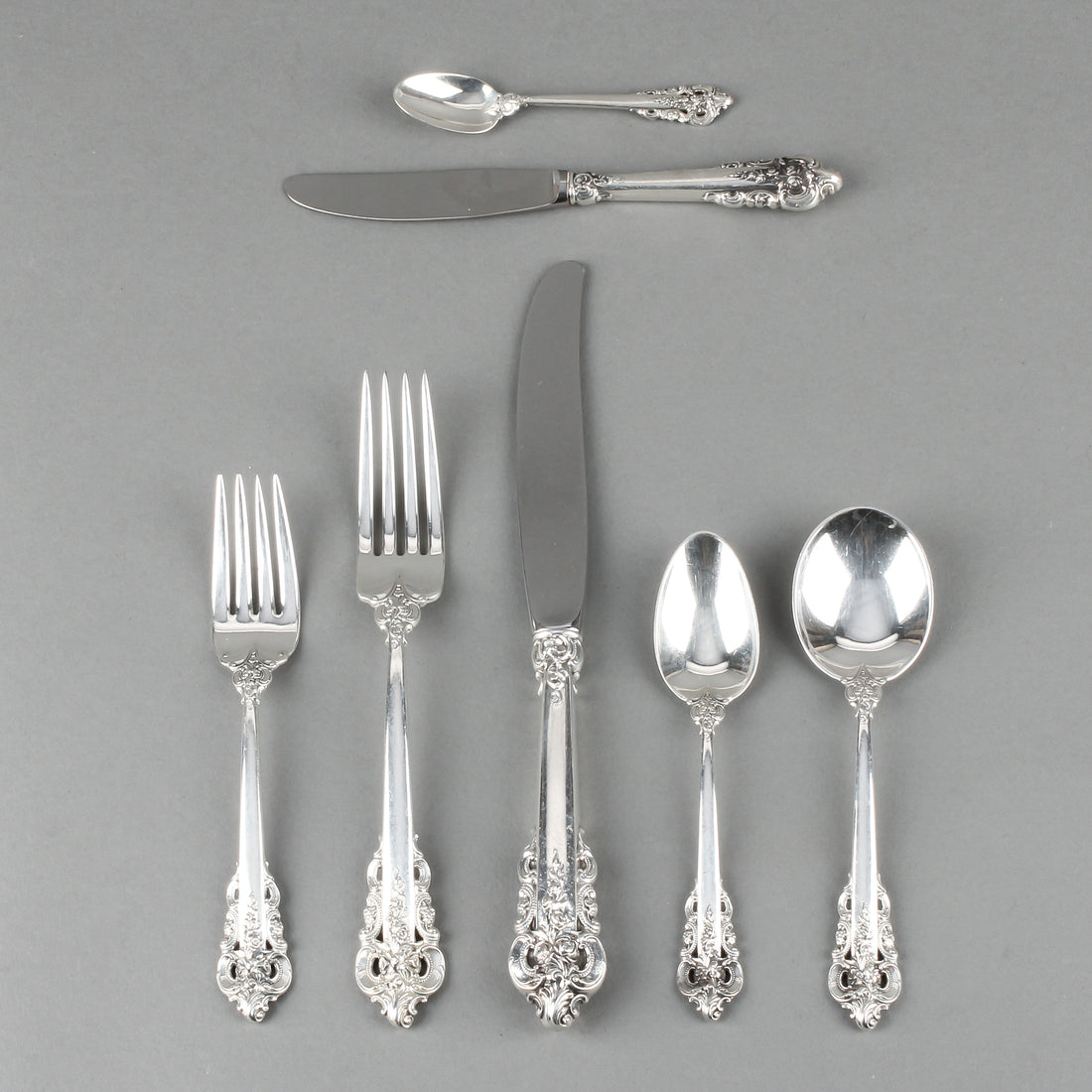 WALLACE Grande Baroque Sterling Silver Flatware - 81 Pieces