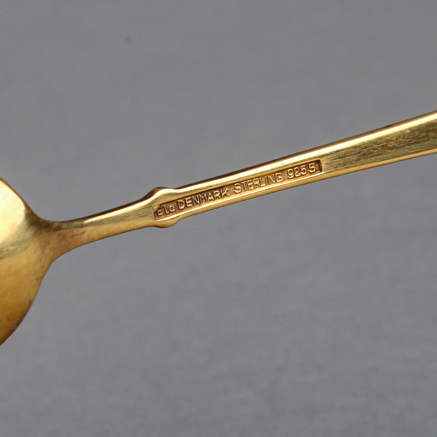 EGON LAURIDSEN Sterling Silver Gilt Enamelled Coffee Spoons - Set of 6