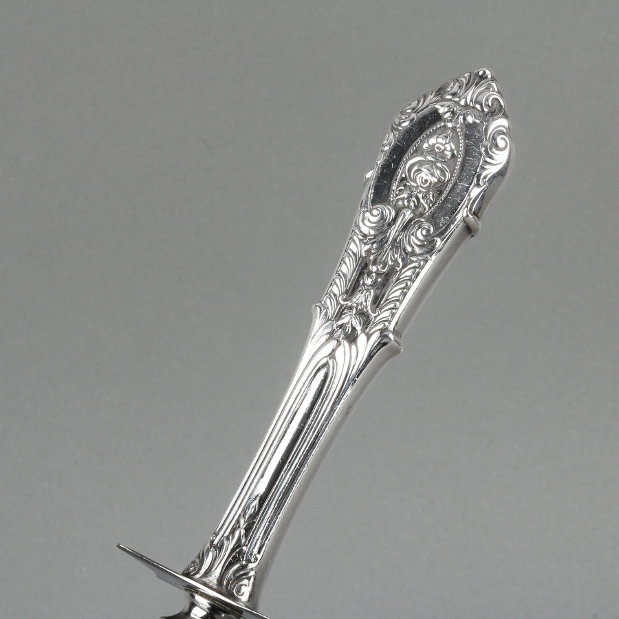 WALLACE Rose Point Sterling Silver Handle Stainless Steel Carving Set