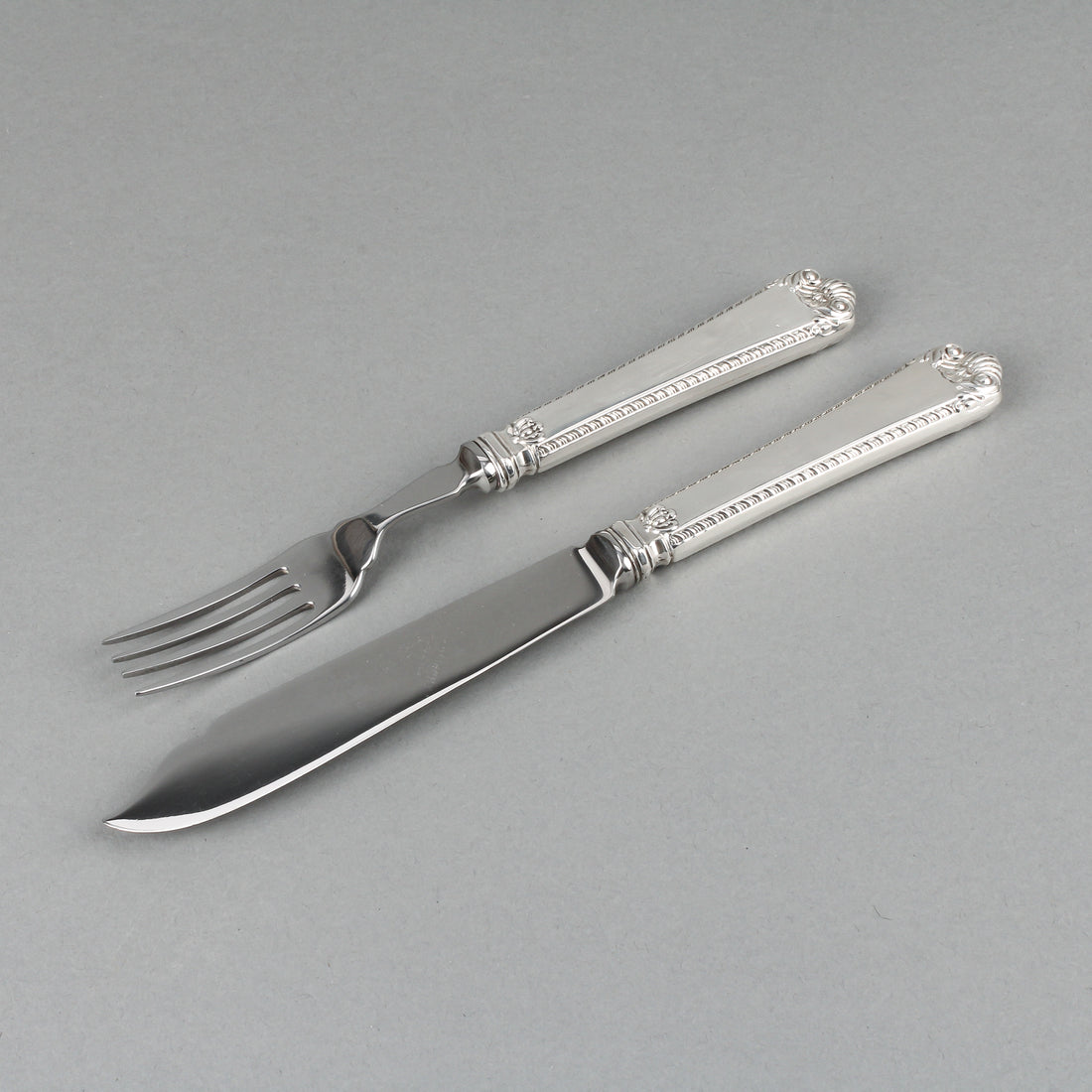 BIRKS George II Plain Sterling Silver & Stainless Steel Fish Set