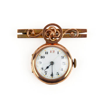 9K Rose Gold Brooch Pocket Watch