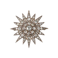 Antique Silver Diamond Sunburst Brooch