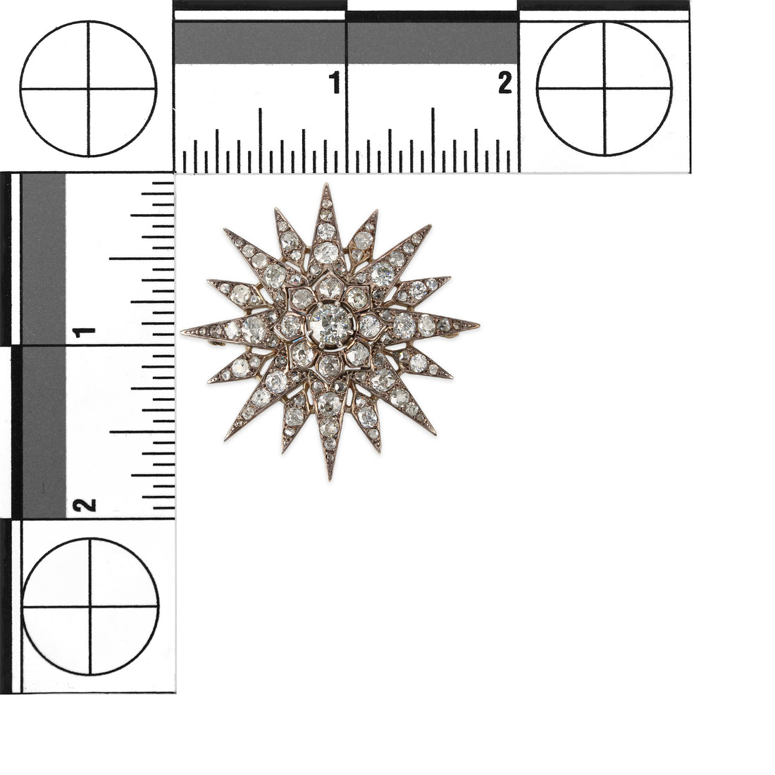 Antique Silver Diamond Sunburst Brooch