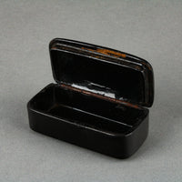 Antique Black Laquer & Mother-of-Pearl Papier Mache Trinket/Snuff Box