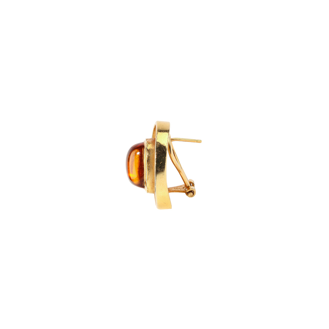 14K Yellow Gold Citrine Cabochon Omega Earrings