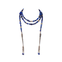 Silver Lapis Lazuli Bead Sautoir Necklace