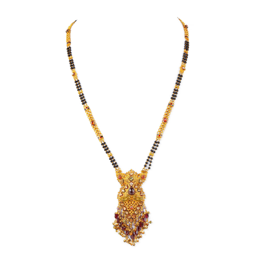 22K Gold Onyx & Multi-Gemstone Mangalsutra Necklace