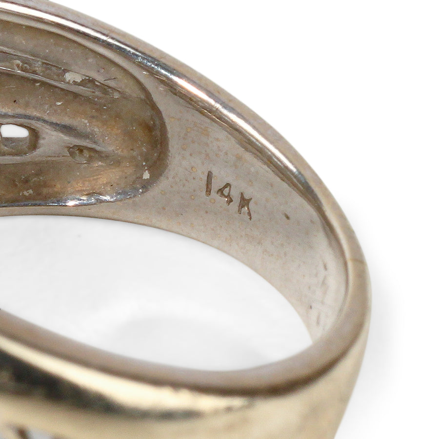 14K White Gold Diamond Heart Open Band Ring
