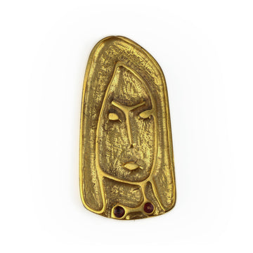 BERNARD CHAUDRON Bronze Portrait Brooch
