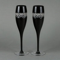 WATERFORD John Rocha Crystal Black Cut to Clear Champagne Flutes - Set of 2