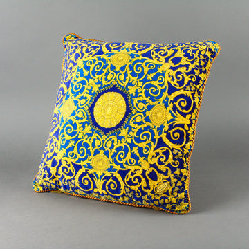 VERSACE Pillow - Blue & Yellow Velvet