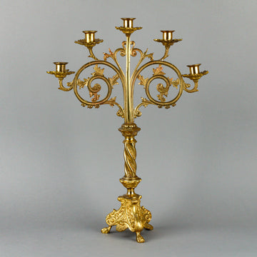 Cast Brass 5-Light Candelabra
