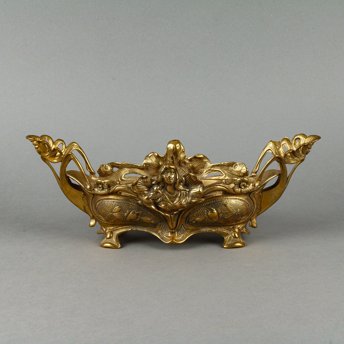 Cast Brass/Bronze Art Nouveau Jardiniere with Insert