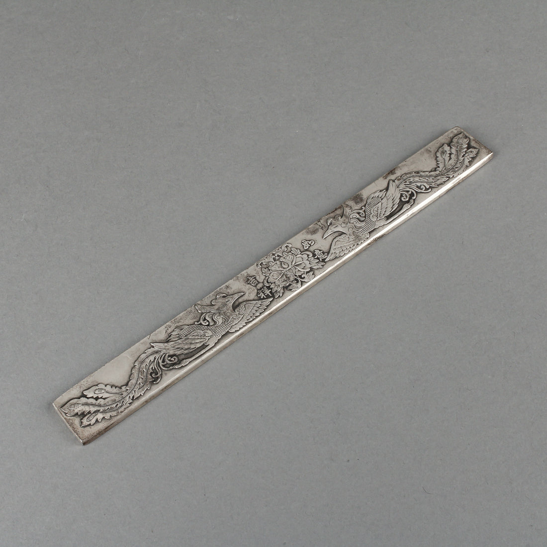Chinese Silver Scroll Weight - Birds