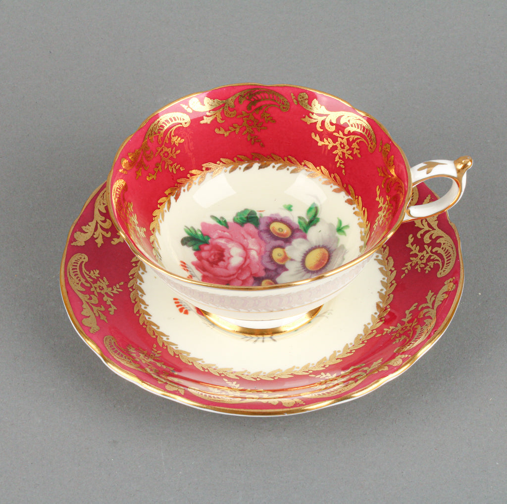 PARAGON S7340 Hand-Painted Floral Cup & Saucer