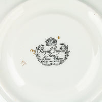 ROYAL GRAFTON Hand-Painted Black & Gold Rim Cup & Saucer Floral