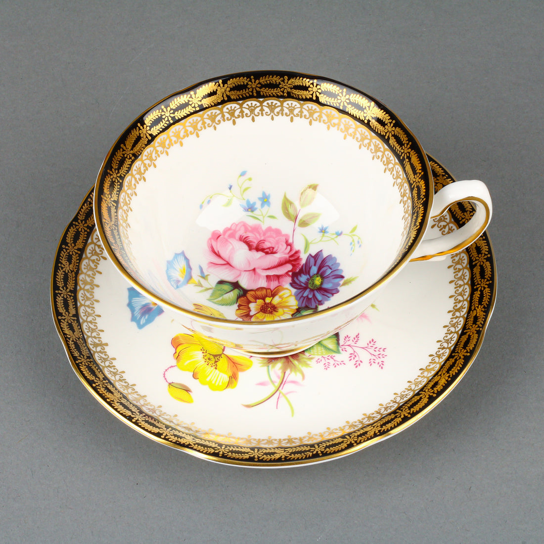 ROYAL GRAFTON Hand-Painted Floral Cup & Saucer
