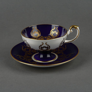 AYNSLEY D. Jones Orchard Fruit Cobalt Ground Cup & Saucer