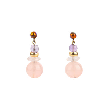 Gold-Filled Rose Quartz & Amethyst Drop Earrings