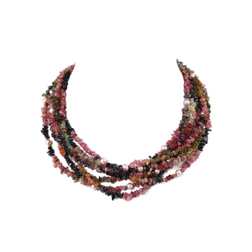 Multicoloured 7-Strand Tourmaline & Pearl Necklace