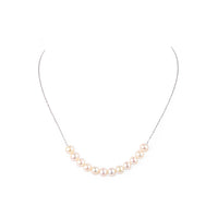 14K White Gold White Pearl Slider Necklace