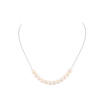 14K White Gold White Pearl Slider Necklace