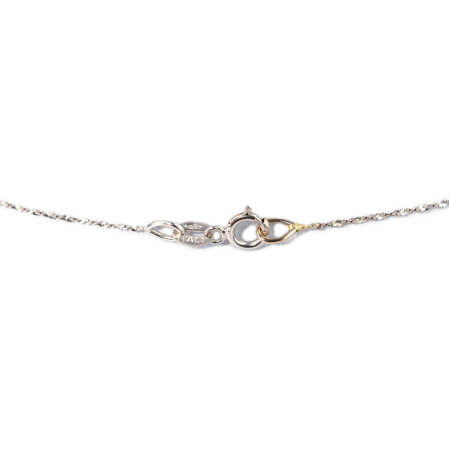 14K White Gold White Pearl Slider Necklace