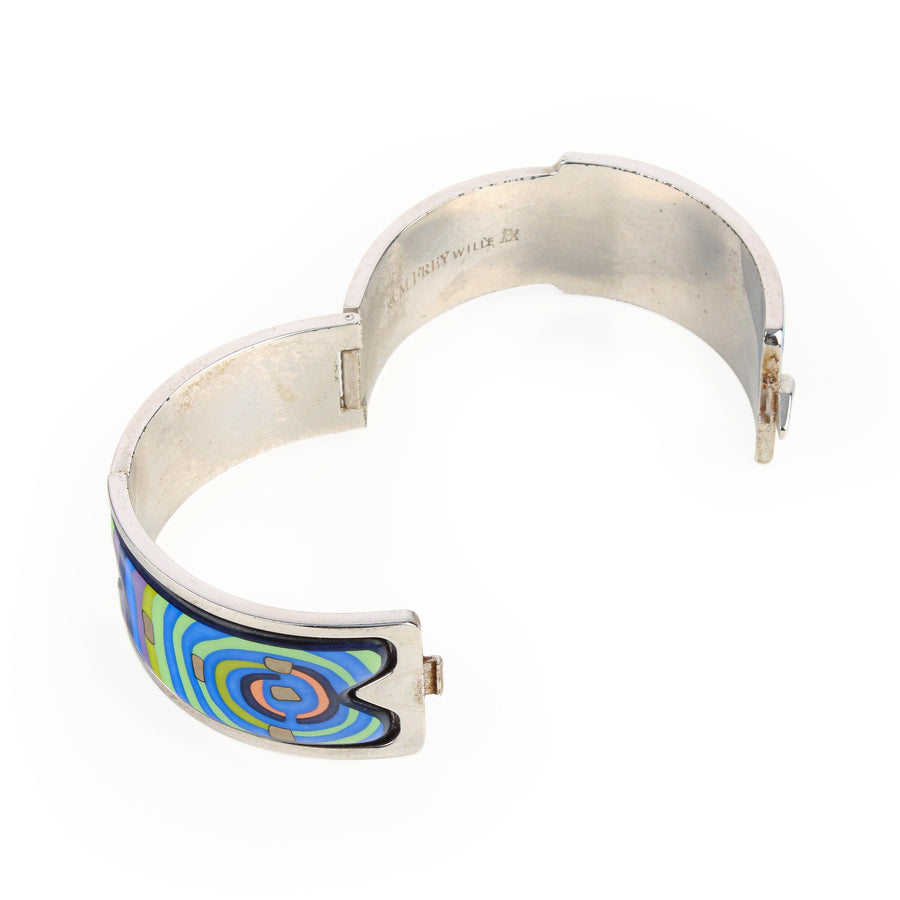 FREY WILLE Silvertone Enamel Hinged Cuff