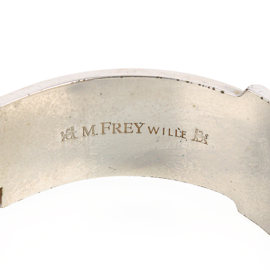 FREY WILLE Silvertone Enamel Hinged Cuff