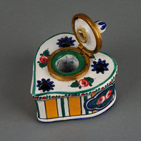 ALADIN Vintage Faience Heart-Shaped Inkwell/Pen Stand