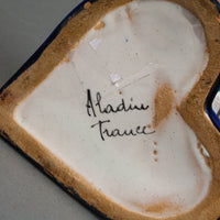 ALADIN Vintage Faience Heart-Shaped Inkwell/Pen Stand