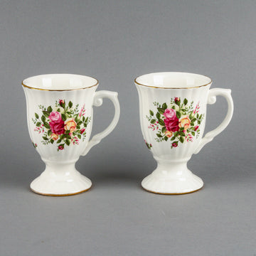 ROYAL ALBERT Old Country Roses Footed Mugs - Set of 2