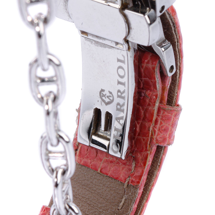 CHARRIOL St. Tropez Sterling Silver Mother-of-Pearl Diamond Leather Watch