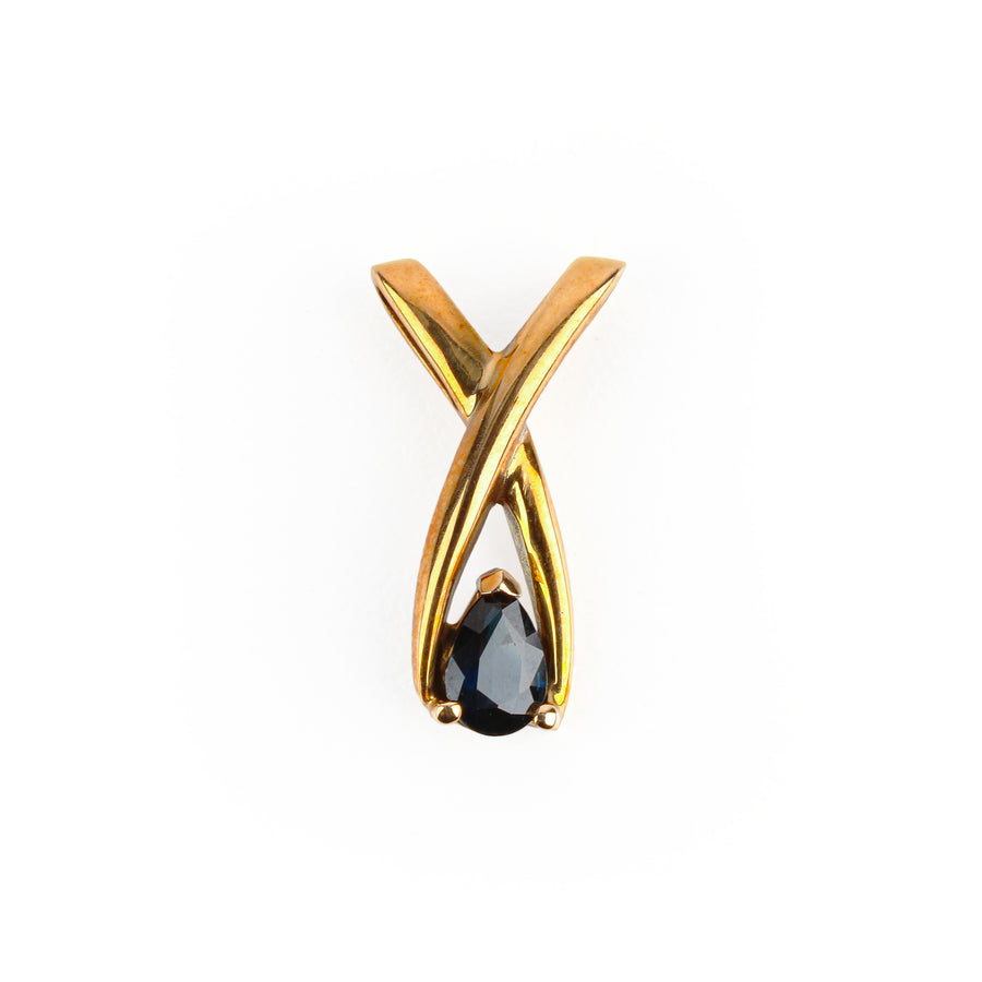 10K Yellow Gold Pear-Shaped Sapphire Pendant