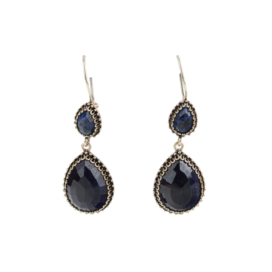 Sterling Silver Pear-Shaped Sodalite Drop Earrings