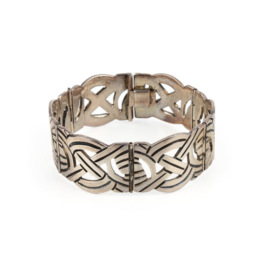 TAXCO Sterling Silver Hinged Panel Bracelet